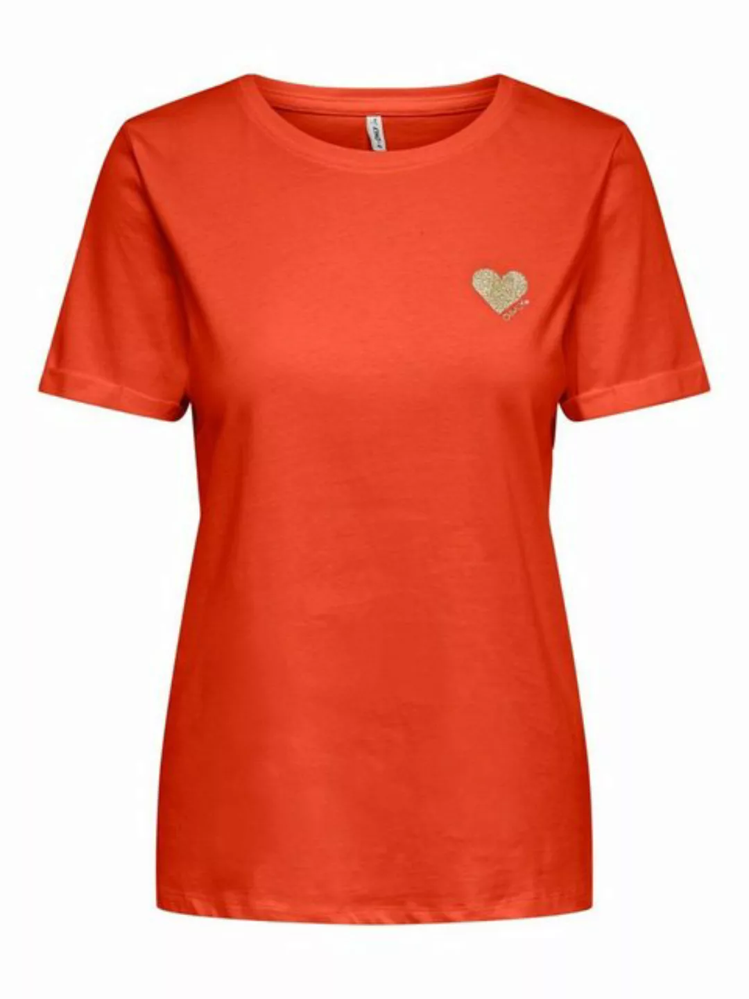 ONLY T-Shirt Einfarbiges Basic T-Shirt mit Brand Herz ONLKITA (1-tlg) 4232 günstig online kaufen