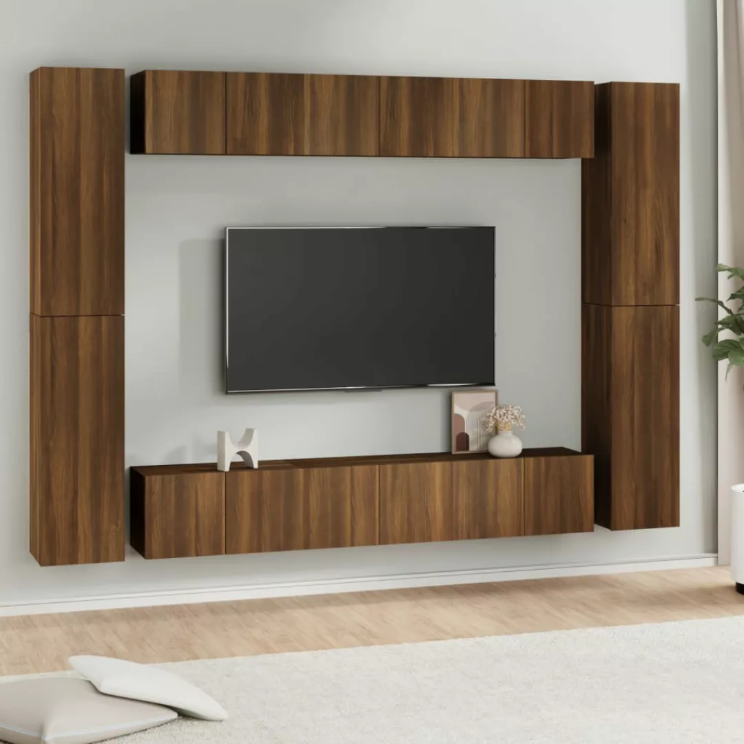 Vidaxl 10-tlg. Tv-schrank-set Braun Eichen-optik Holzwerkstoff günstig online kaufen