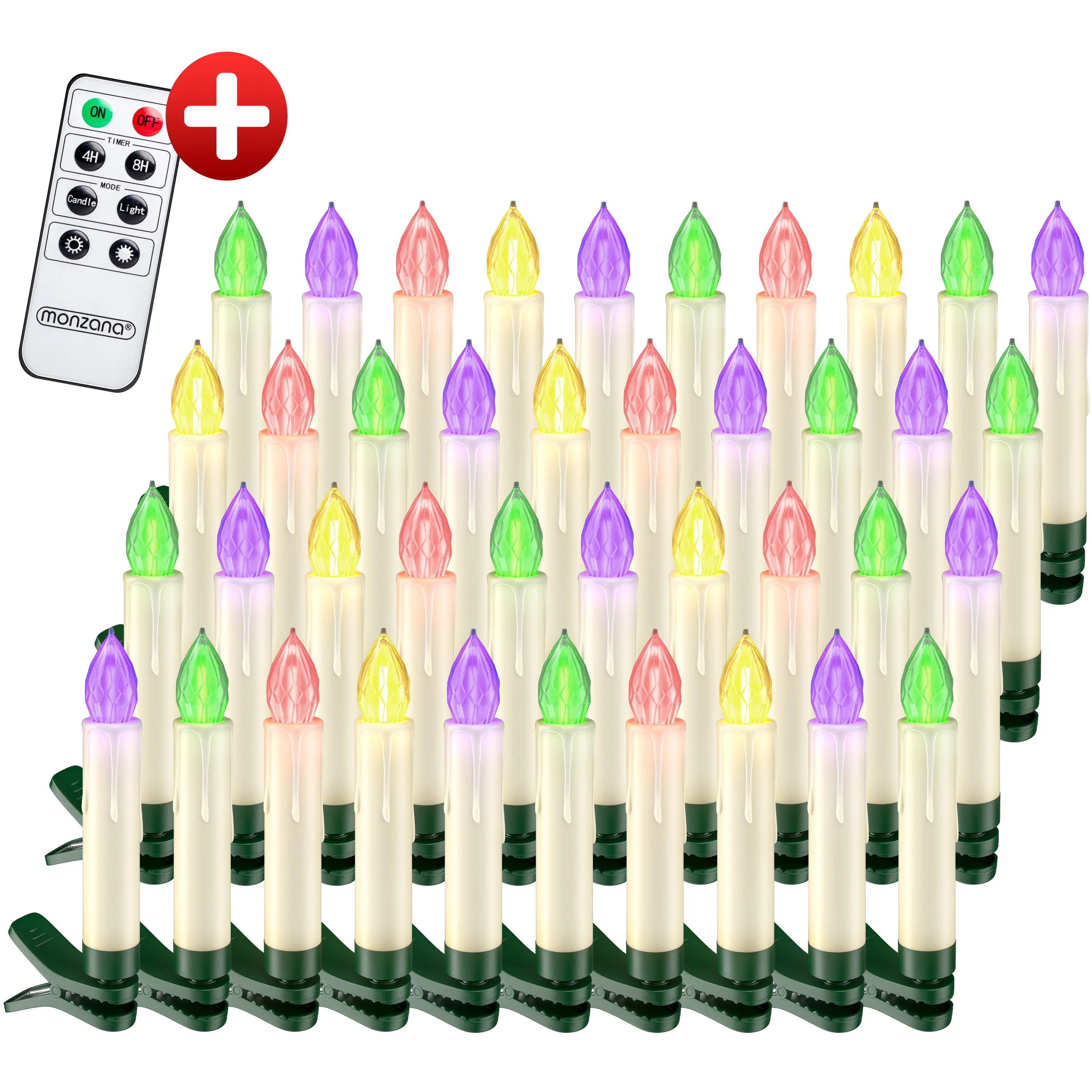 LED Weihnachtsbaumkerzen 40er-Set Bunt Fernbedienung günstig online kaufen