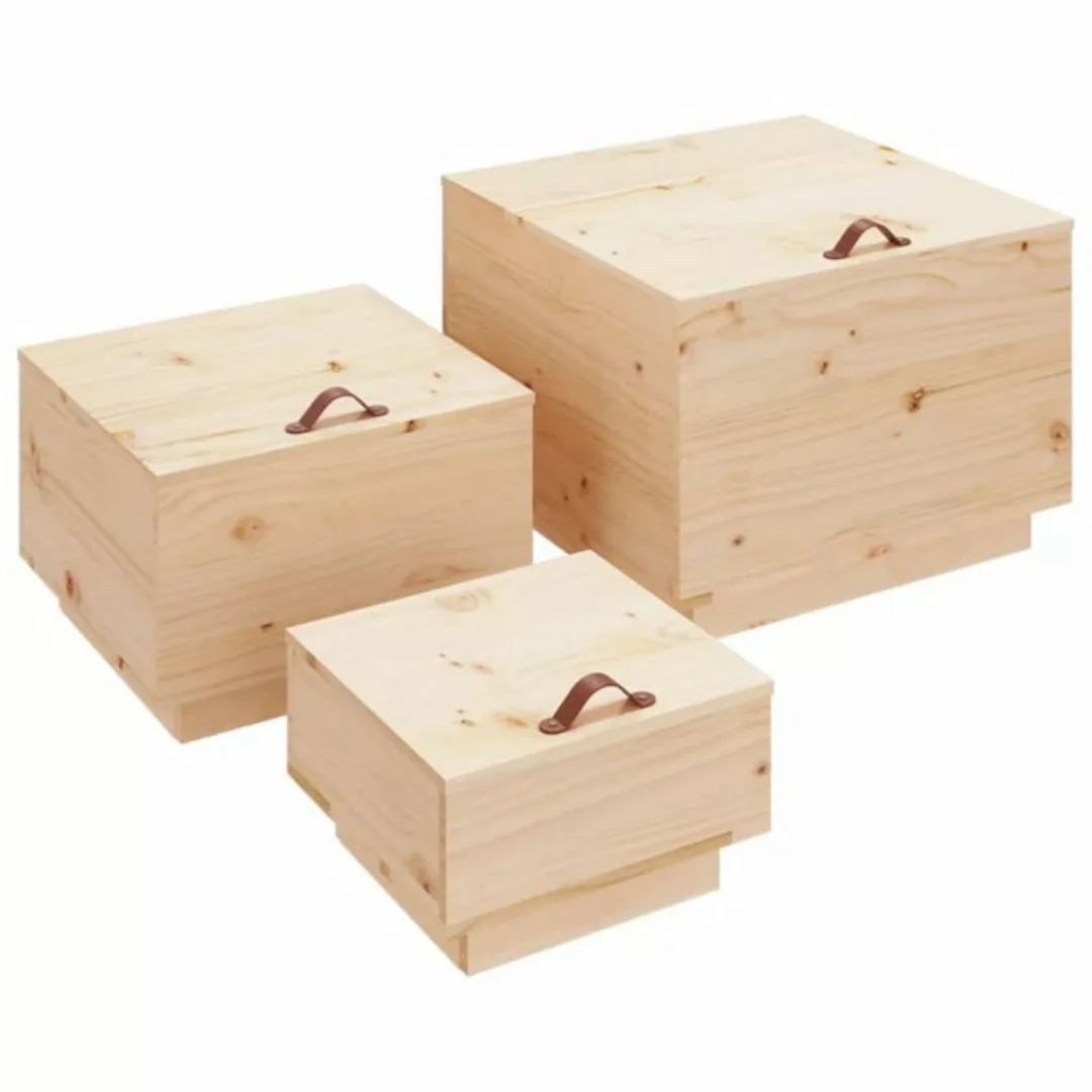 vidaXL Fächerschrank Aufbewahrungsboxen mit Deckeln 3 Stk. Massivholz Kiefe günstig online kaufen