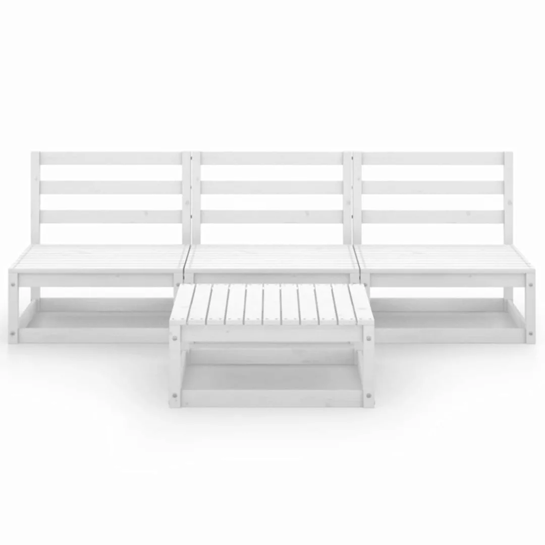 4-tlg. Garten-lounge-set Weiß Kiefer Massivholz günstig online kaufen