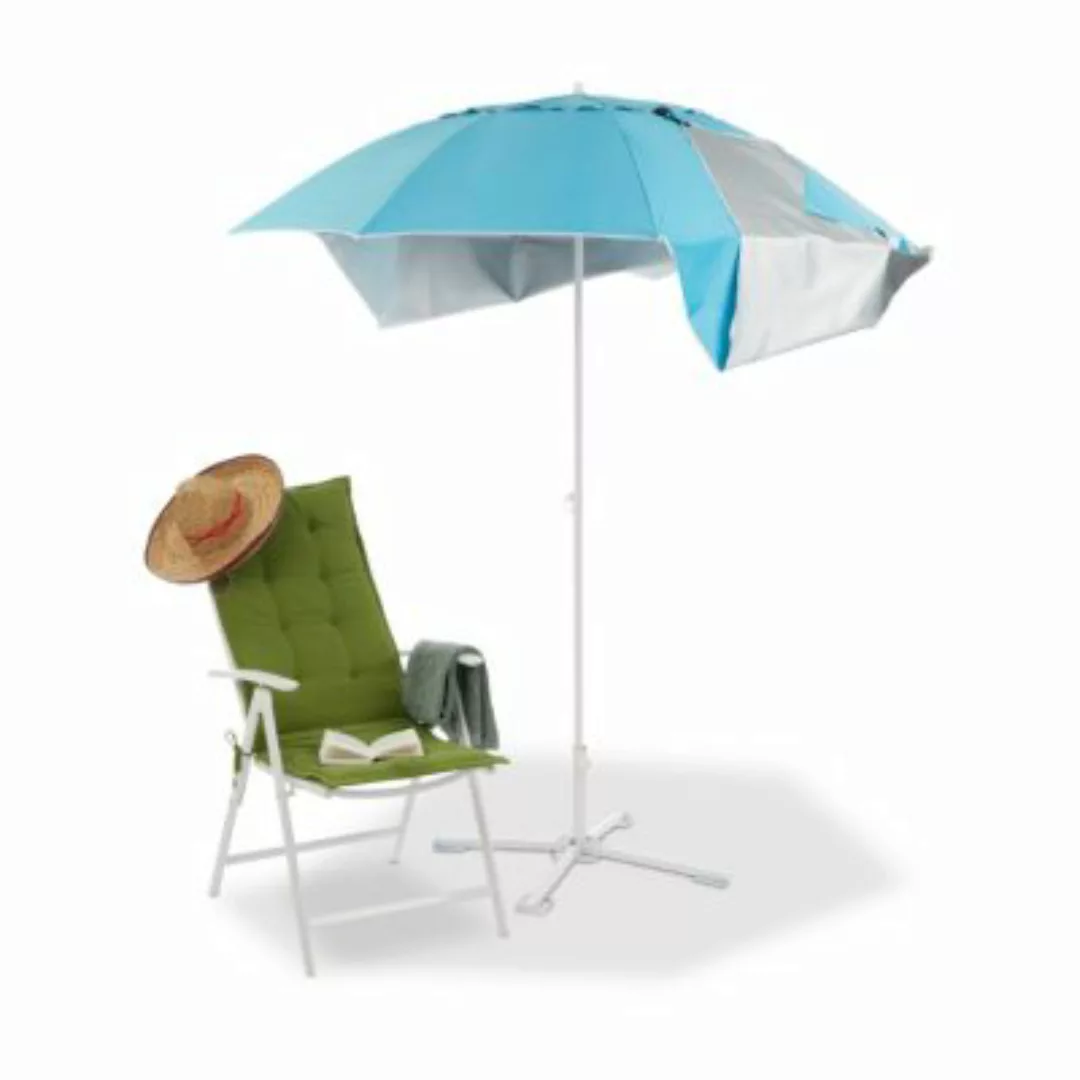 relaxdays Strandmuschel Schirm mit UV 50+ blau günstig online kaufen