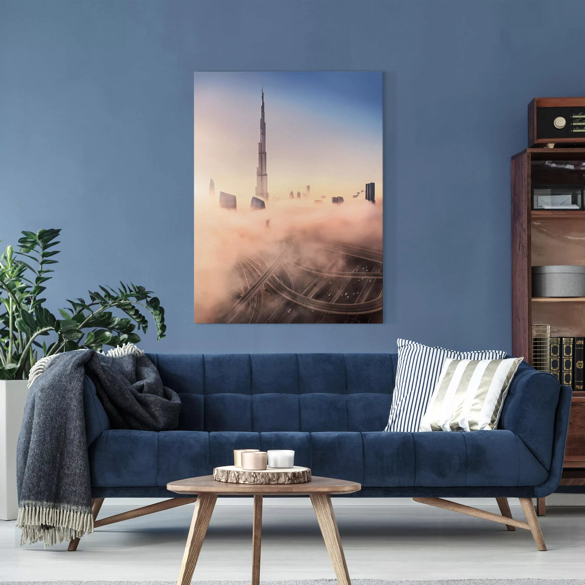 Leinwandbild - Hochformat Himmlische Skyline von Dubai günstig online kaufen