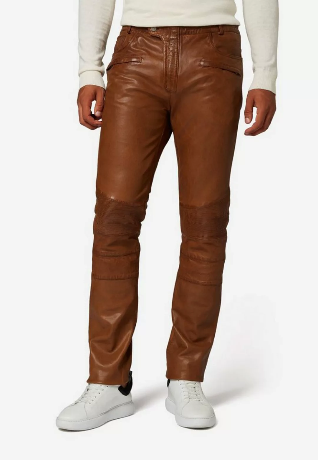 RICANO Lederhose Franklin Hochwertiges Lamm-Nappa Leder, Bikerapplikation günstig online kaufen