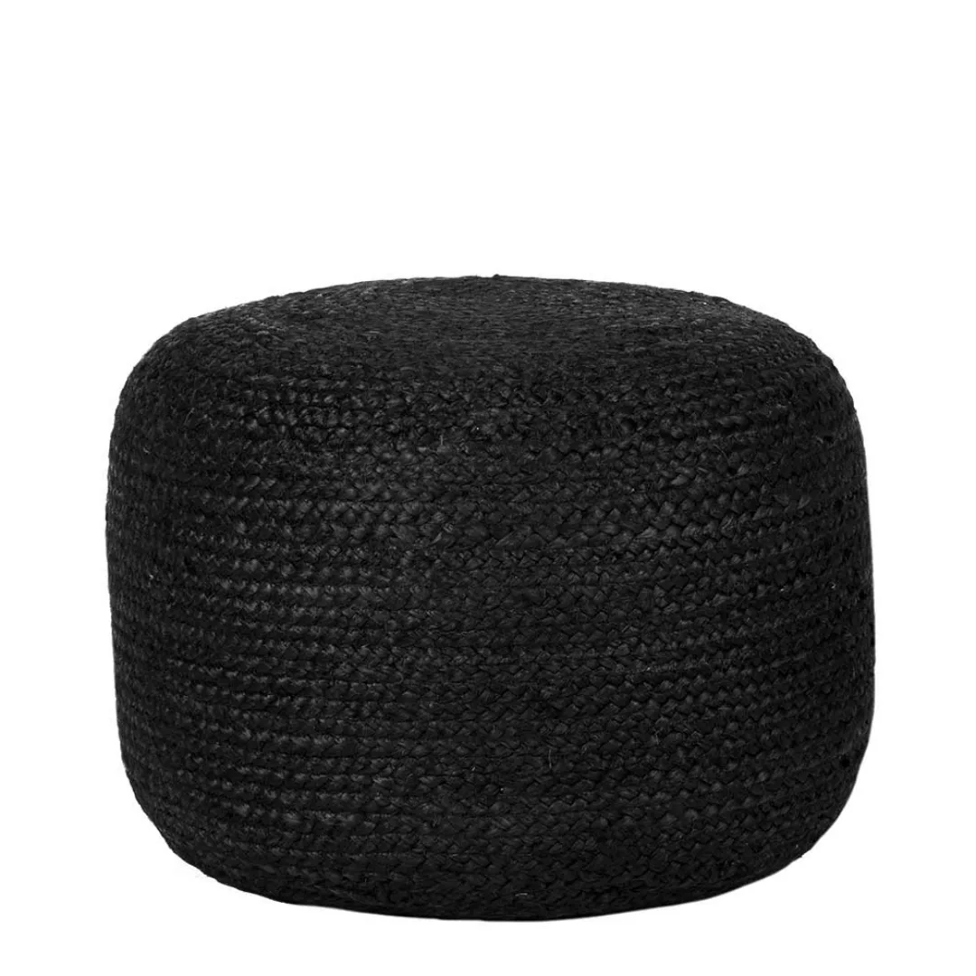 Handgearbeiteter Pouf in Schwarz Geflecht günstig online kaufen