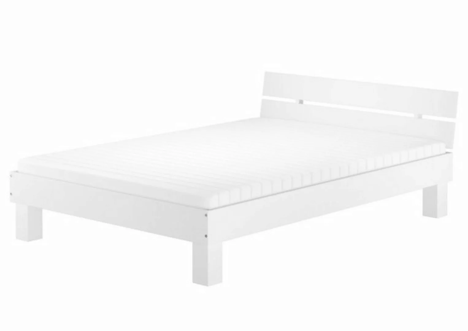 ERST-HOLZ Bett Futonbett Doppelbett Ehebett Buche massiv waschweiß 160x200, günstig online kaufen