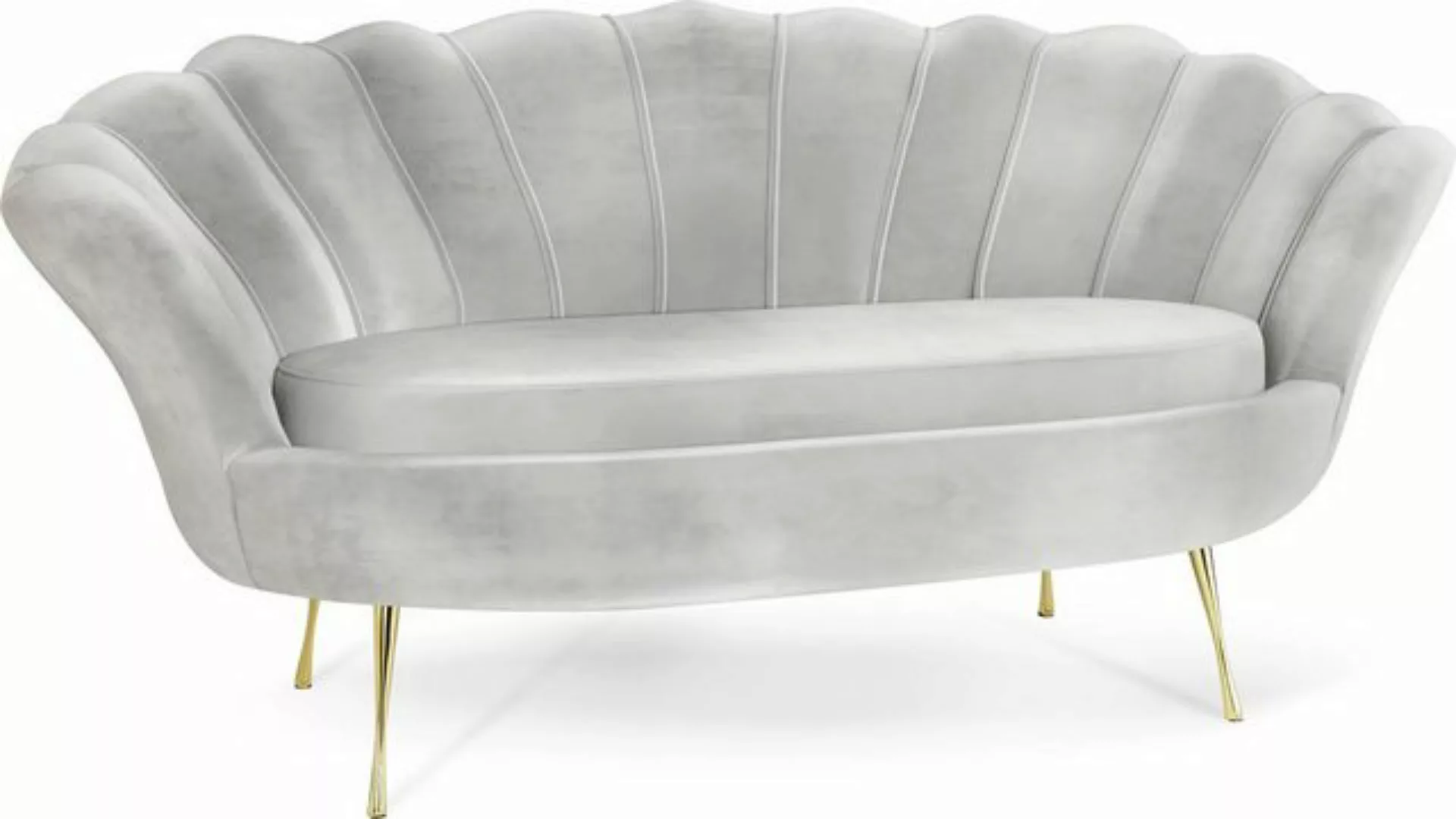 WFL GROUP Sofa Muschel, Samt 2-Sitzer Couch mit Golden oder Silber Metallbe günstig online kaufen