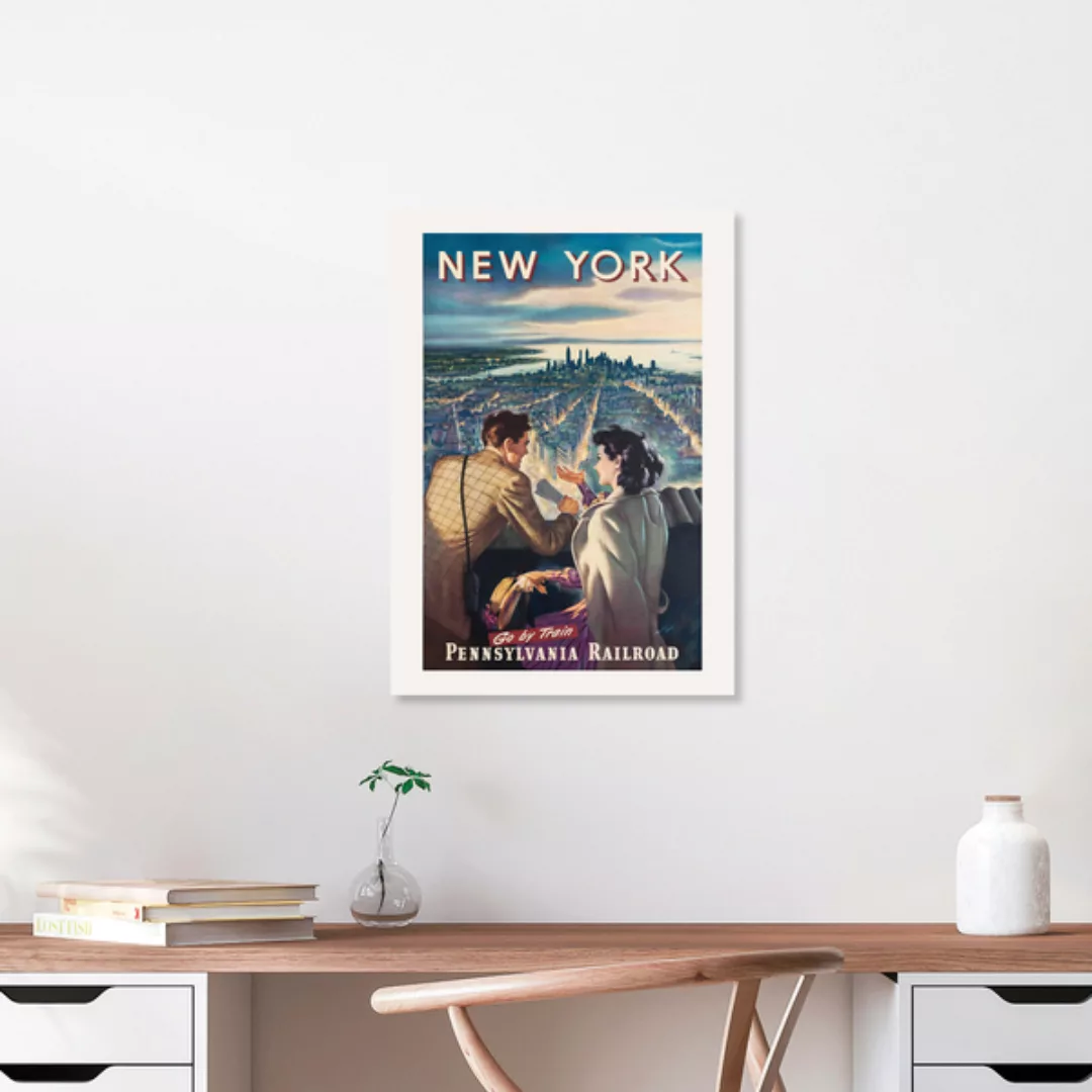 Poster / Leinwandbild - New York - Go By Train / Pennsylvania Railroad günstig online kaufen