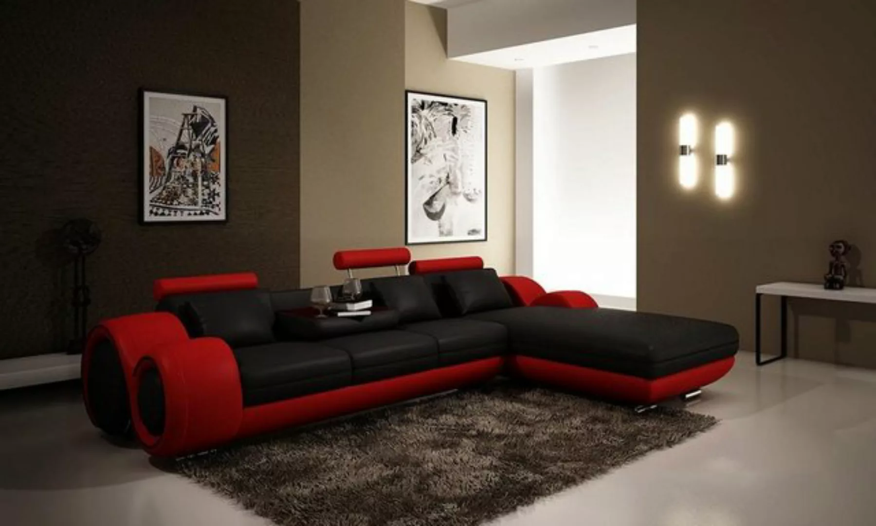 JVmoebel Ecksofa, Multifunktions Leder Sitz Polster Wohnzimmer Leder Sofa C günstig online kaufen
