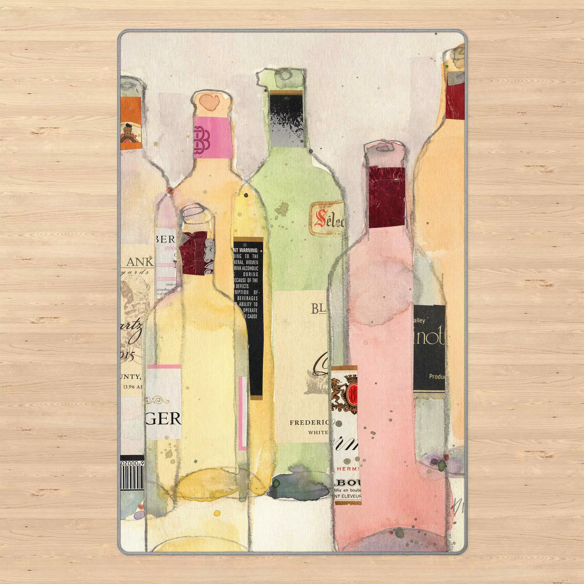 Teppich Weinflaschen in Wasserfarbe I günstig online kaufen