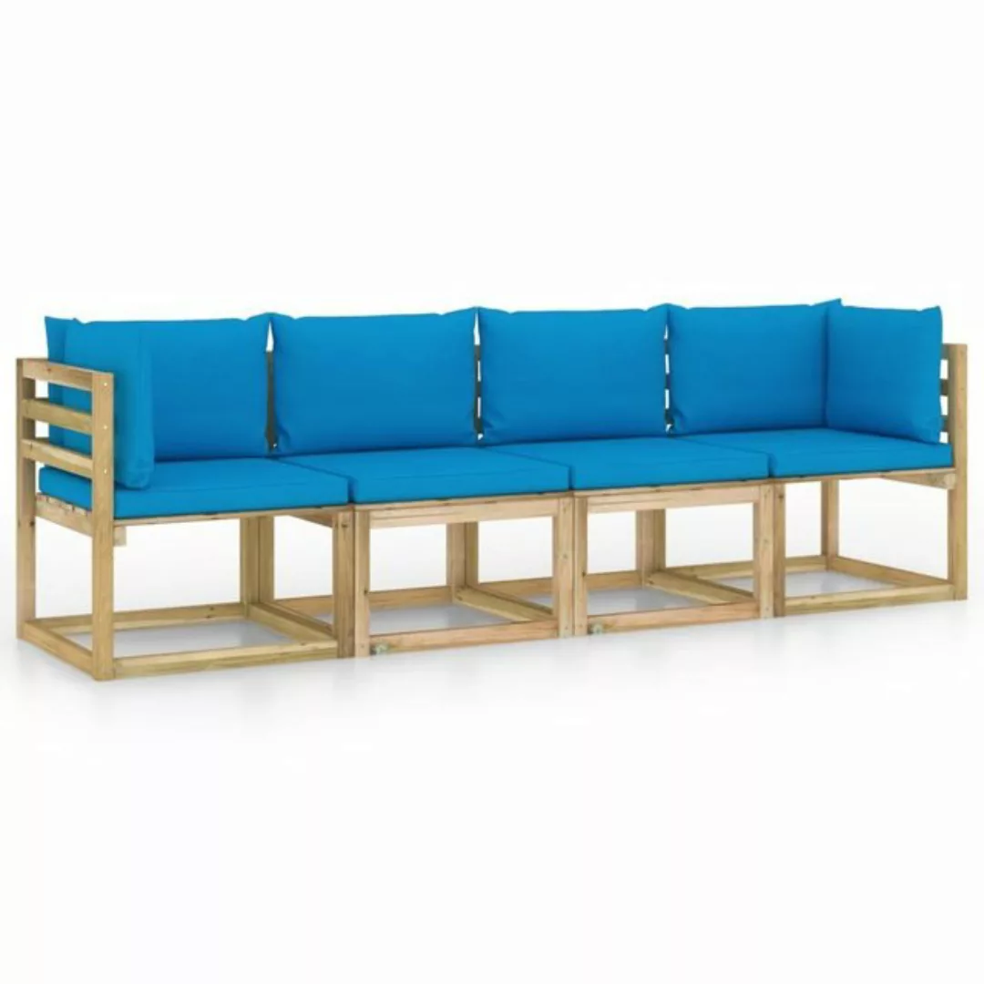 furnicato Loungesofa Gartensofa 4-Sitzer mit Kissen in Hellblau günstig online kaufen