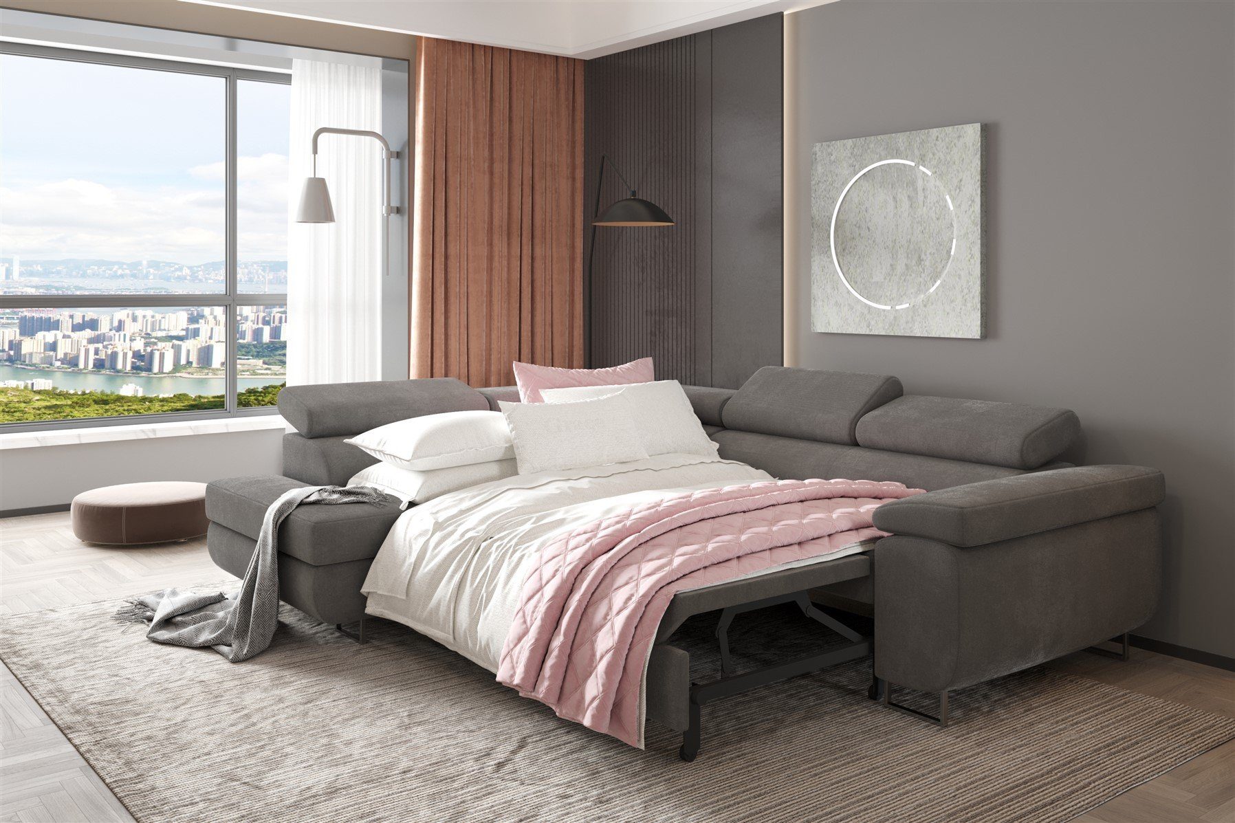 Fun Möbel Ecksofa Couchgarnitur JADE Schwarz-Grau günstig online kaufen