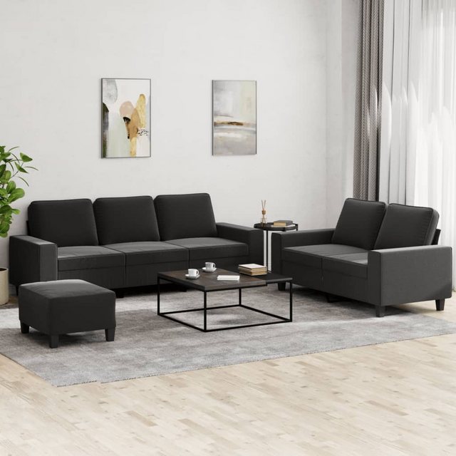 vidaXL Sofa 3-tlg. Sofagarnitur Schwarz Stoff günstig online kaufen