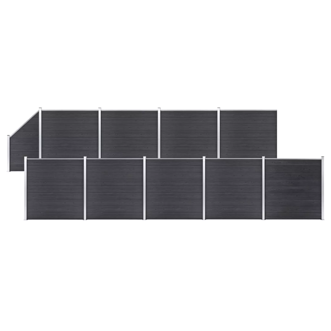 Wpc Zaun-set 9 Quadrate + 1 Schräge 1657x186 Cm Grau günstig online kaufen