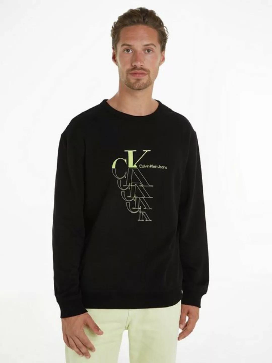 Calvin Klein Jeans Sweatshirt MONOGRAM ECHO CREW NECK mit Logodruck günstig online kaufen