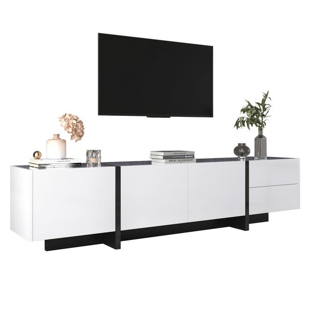 BlingBin TV-Schrank lowboard (1-St., Hochglanz-Weiß und Schwarz, Breite 190 günstig online kaufen