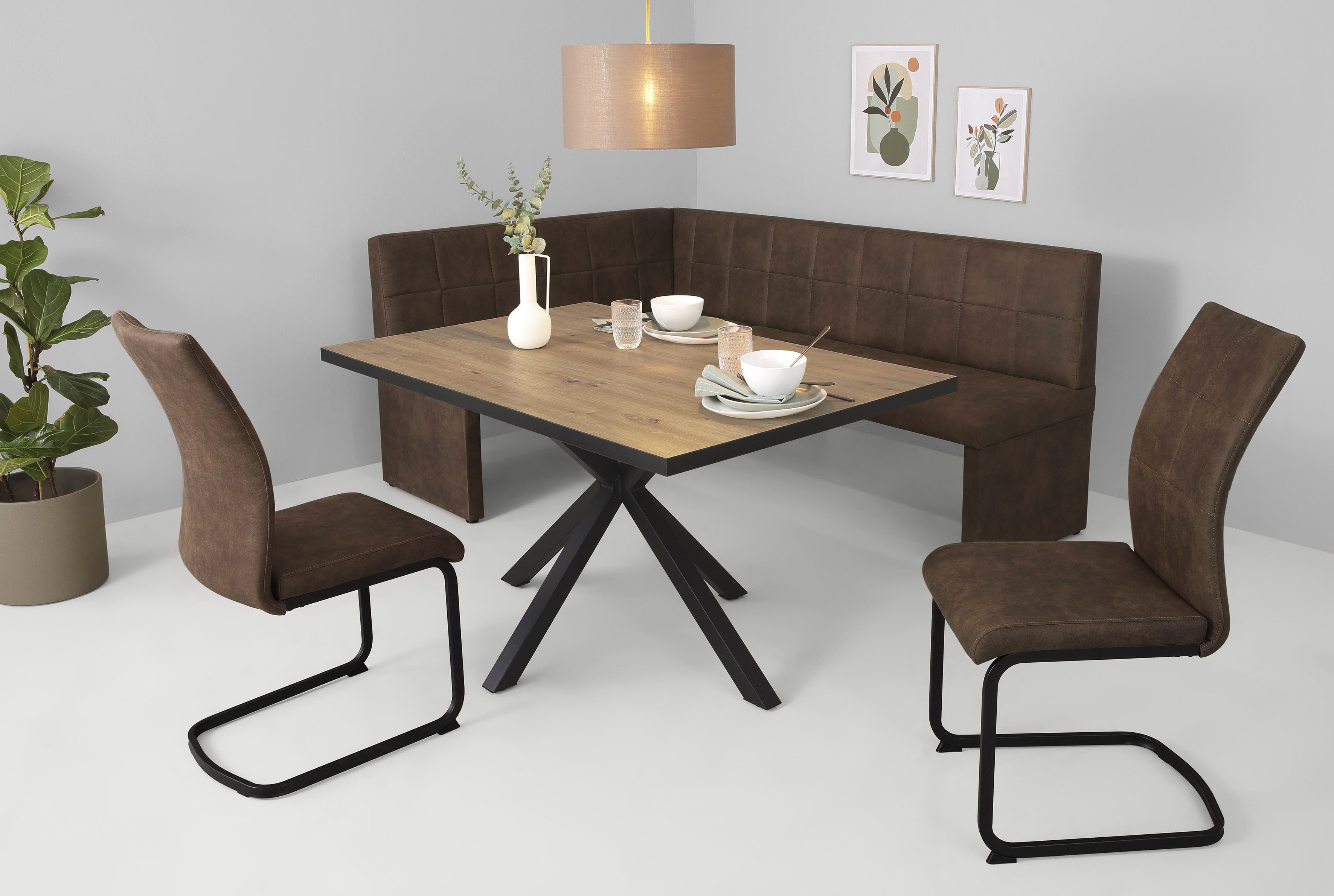 HELA Essgruppe "SPREE", (4 tlg.), Esstisch 140x90 cm mit Dickkante, Microfa günstig online kaufen