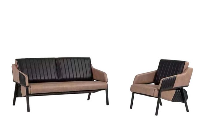 Xlmoebel Sofa Designer Beige Sofa Set Zweisitzer Armchair Couch Set Upholst günstig online kaufen