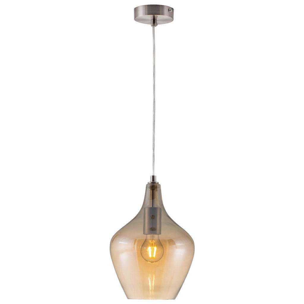 GLOBO Pendelleuchte PASO 30620123X amber nickel Metall Glas H/D: ca. 150x20 günstig online kaufen