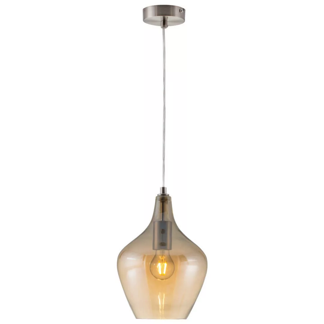 GLOBO Pendelleuchte PASO 30620123X amber nickel Metall Glas H/D: ca. 150x20 günstig online kaufen