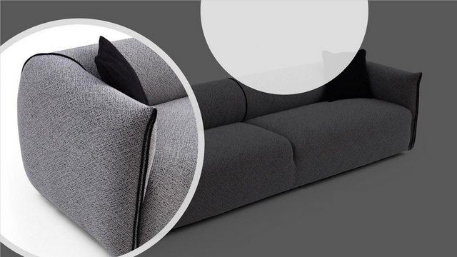 Xlmoebel 3-Sitzer Graues 3-Sitzer-Luxussofa für das Wohnzimmer und elegant, günstig online kaufen