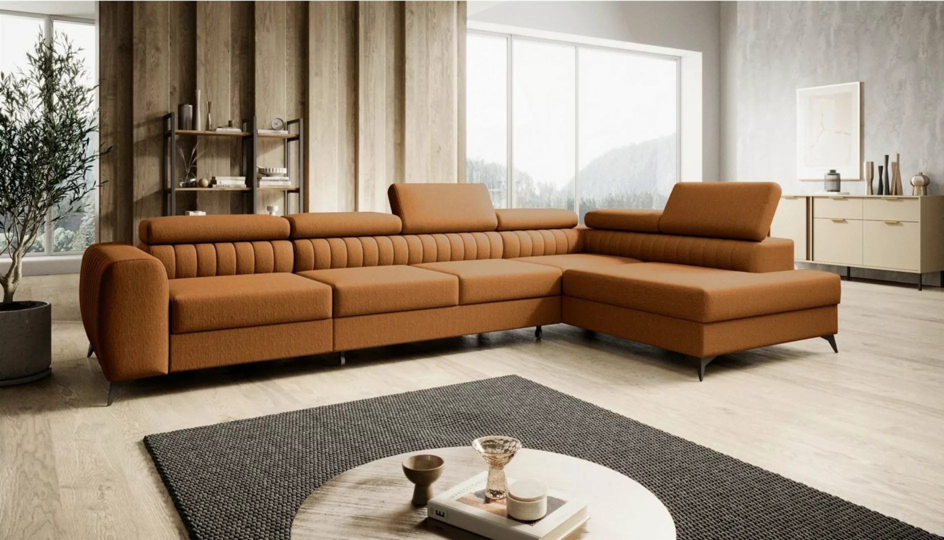 Fun Möbel Ecksofa Schlafsofa Sofa FARGO MAX in Stoff Vogue Ottomane Rechts günstig online kaufen