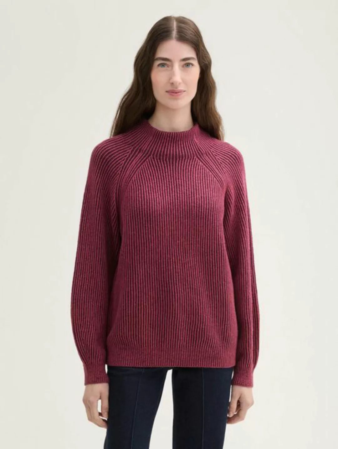 TOM TAILOR Strickpullover Gerippter Pullover mit Stehkragen günstig online kaufen