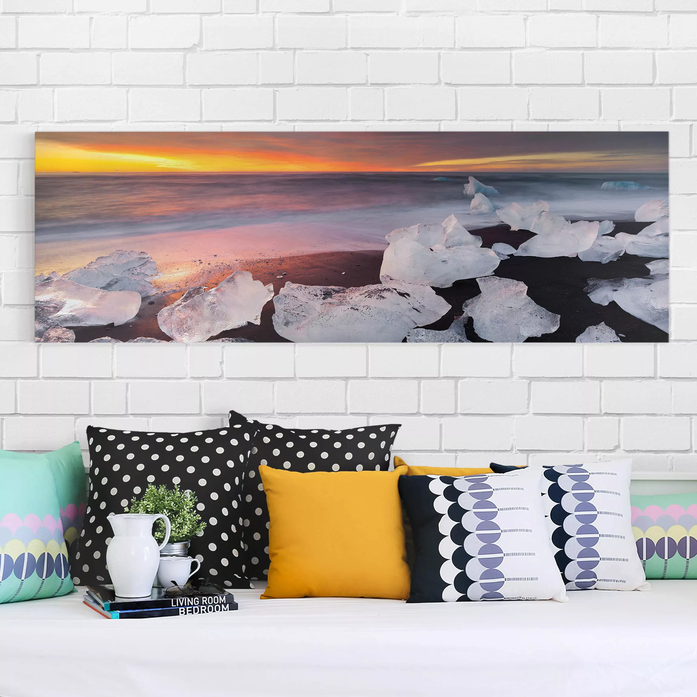 Leinwandbild Natur & Landschaft - Panorama Eisbrocken Jökulsárlon Island günstig online kaufen