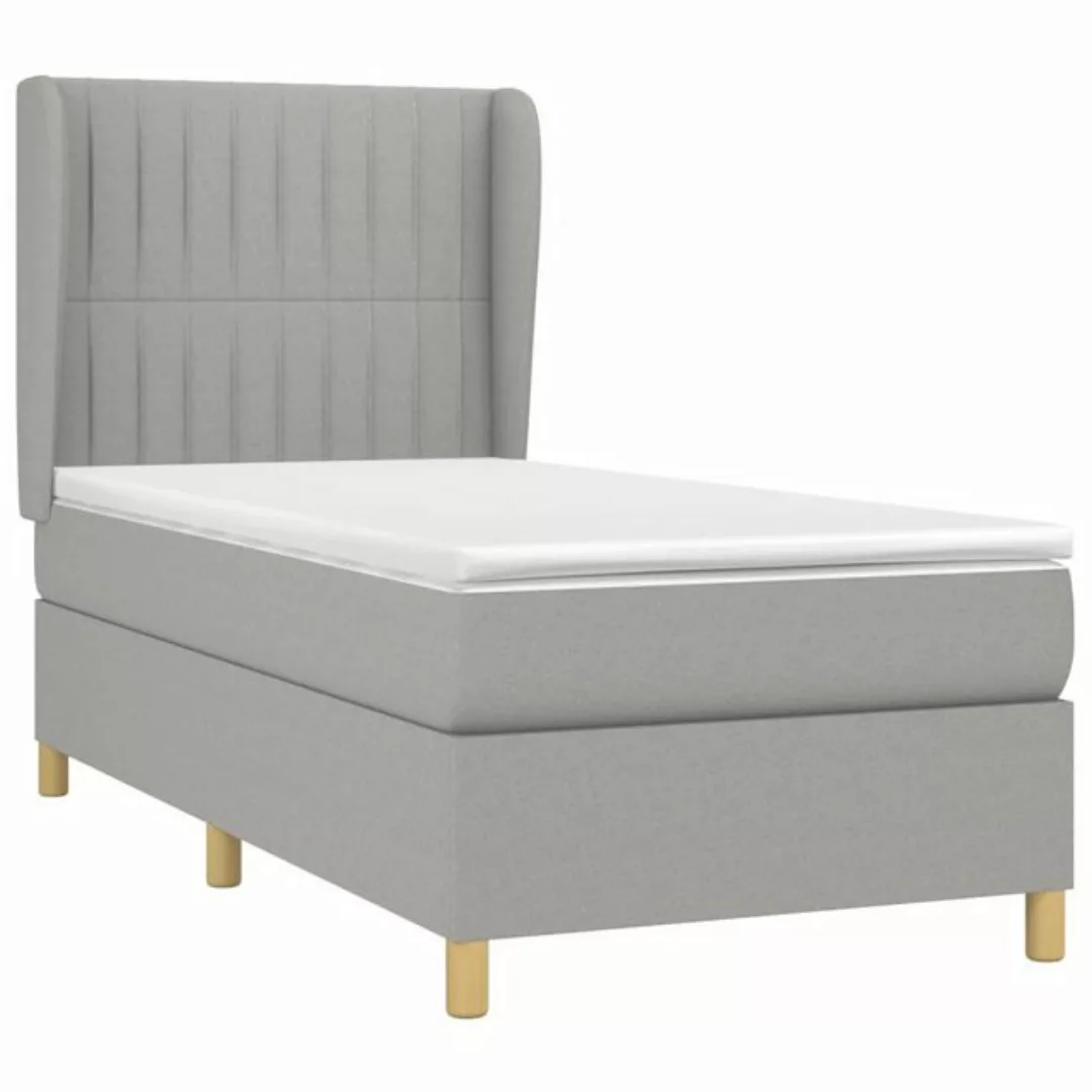 furnicato Bettgestell Boxspringbett mit Matratze Hellgrau 80x200 cm Stoff ( günstig online kaufen