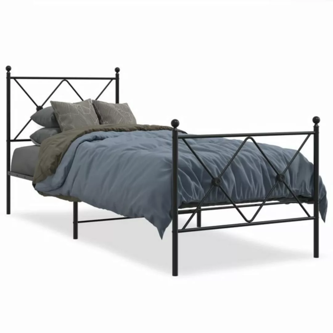 vidaXL Bett Bettgestell mit Kopf- und Fußteil Metall Schwarz 75x190 cm günstig online kaufen