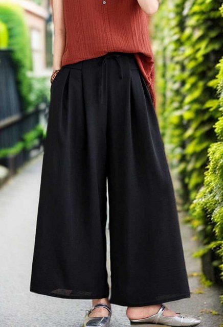 LOVGCCN Culotte Pendlerhose mit weitem Bein Rockhose (Damen Unifarben Baumw günstig online kaufen
