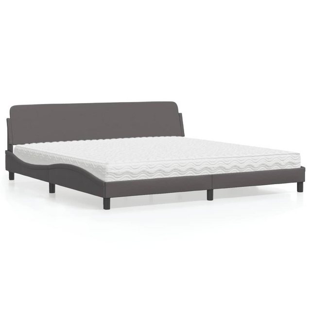 vidaXL Bett Bett mit Matratze Grau 200x200 cm Kunstleder günstig online kaufen