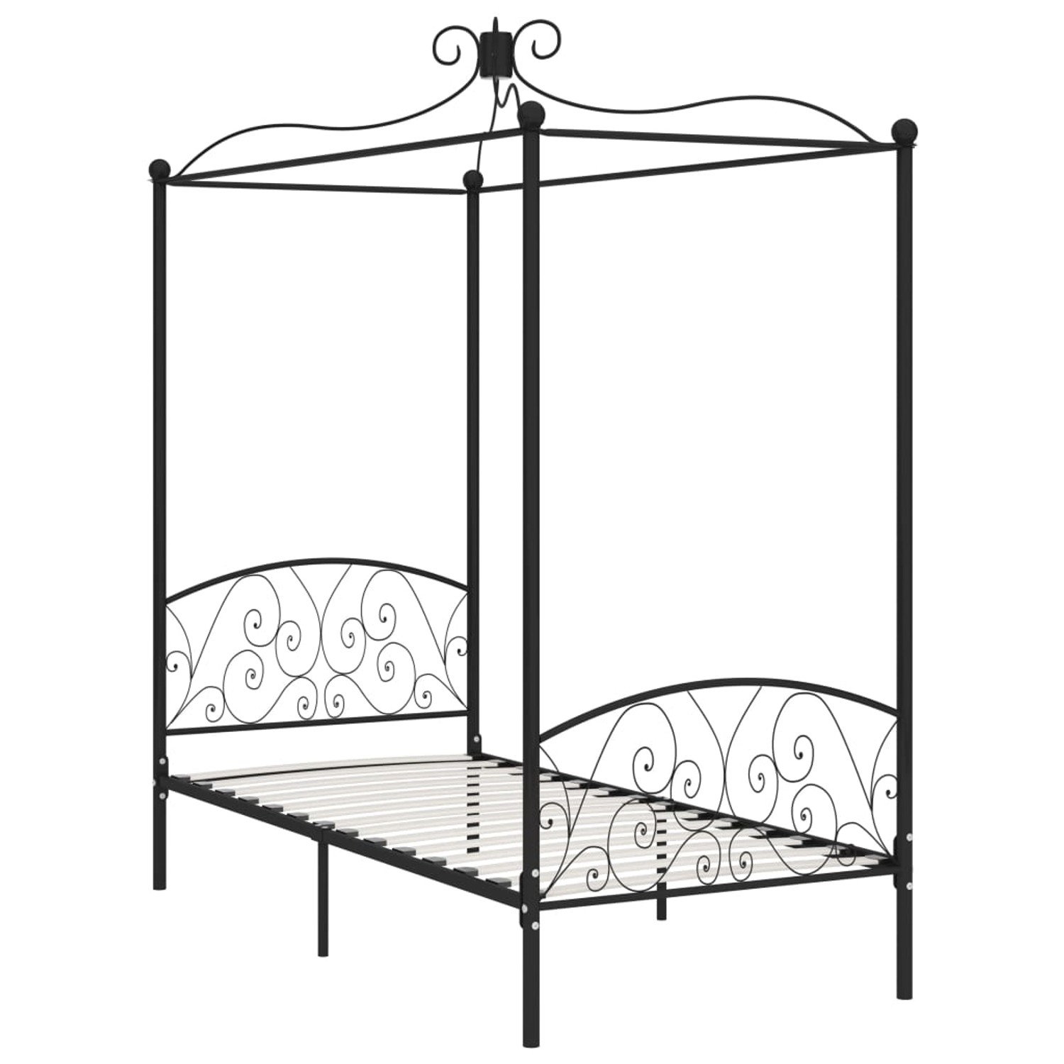 Himmelbett-gestell Schwarz Metall 90 X 200 Cm günstig online kaufen