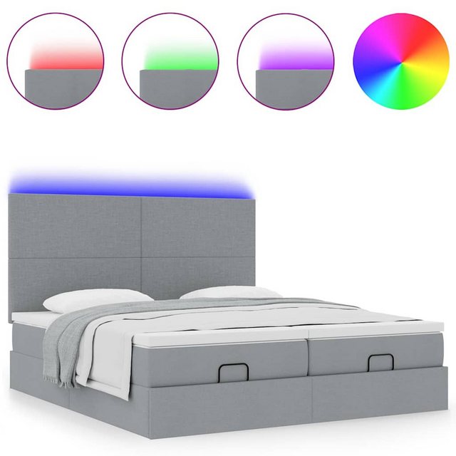 vidaXL Bett Ottoman-Bett mit Matratzen & LEDs Hellgrau 160x200 cm Stoff günstig online kaufen