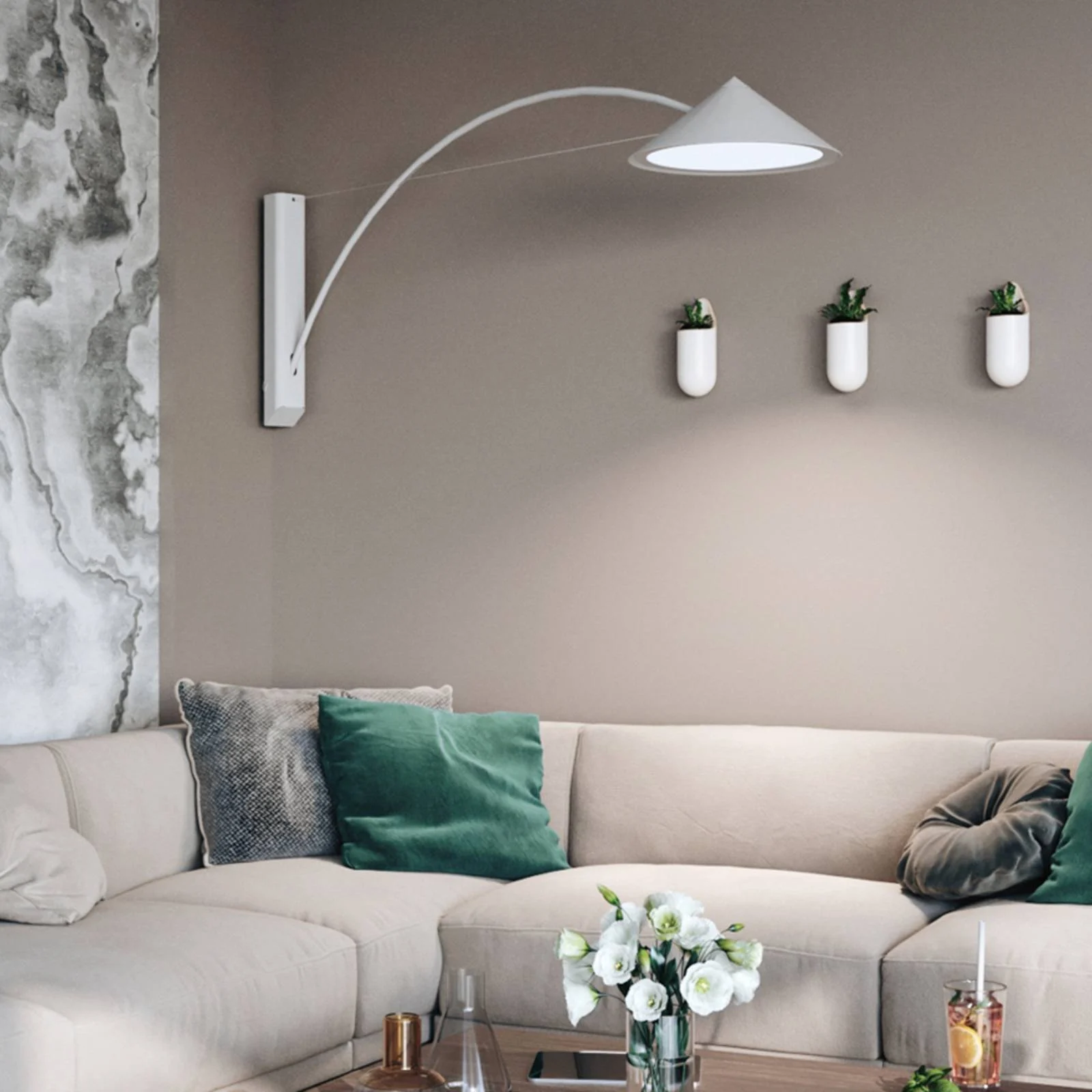 Prandina Flyer W3 LED-Wandleuchte, weiß, 3.000 K günstig online kaufen
