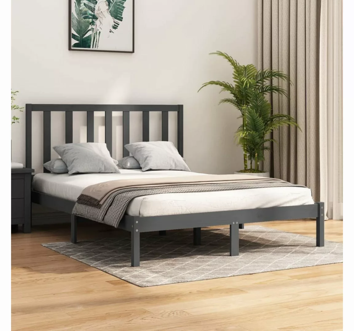 furnicato Bett Massivholzbett Grau Kiefer 160x200 cm günstig online kaufen