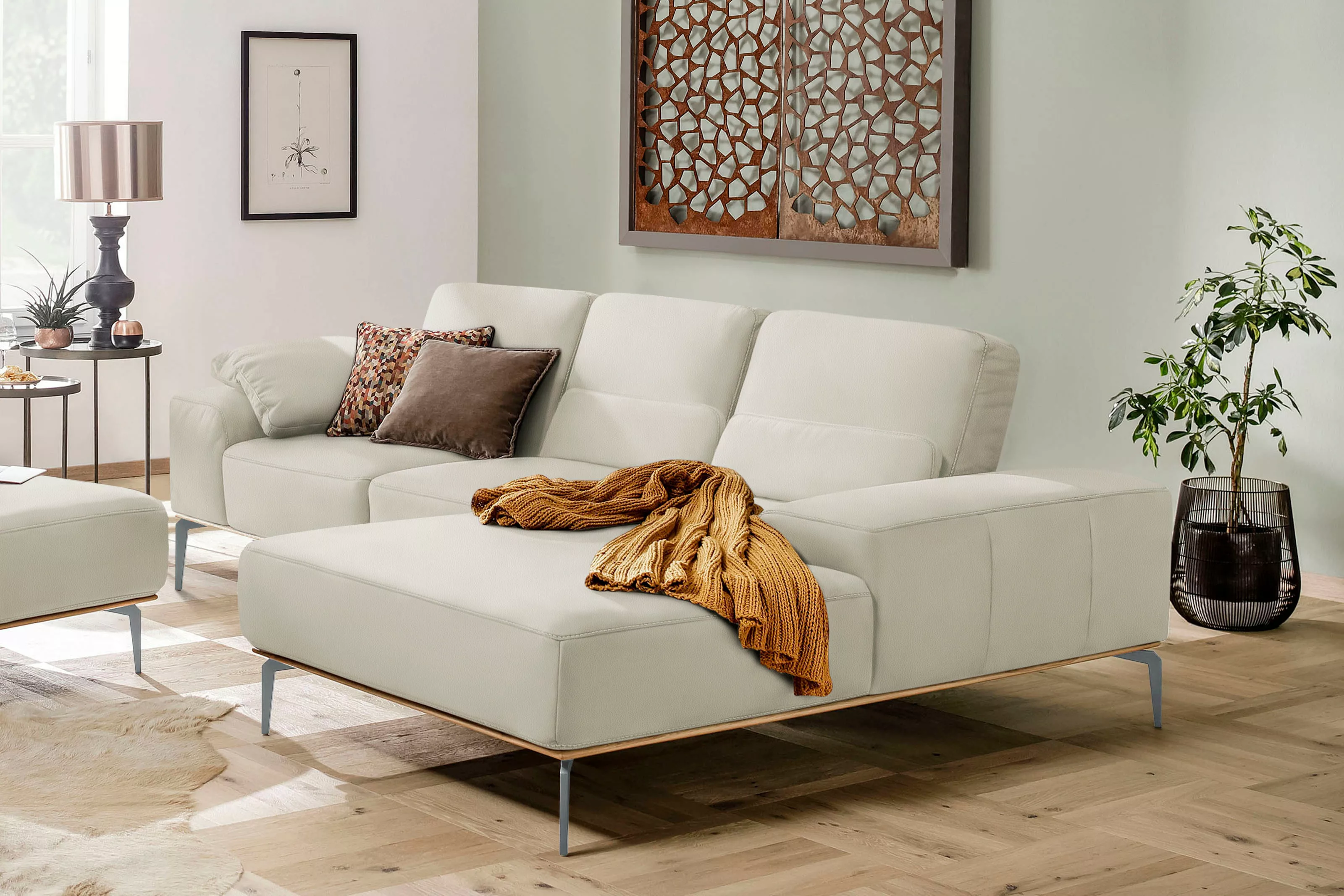 W.SCHILLIG Ecksofa run, mit elegantem Holzsockel, Füße in Silber matt, Brei günstig online kaufen