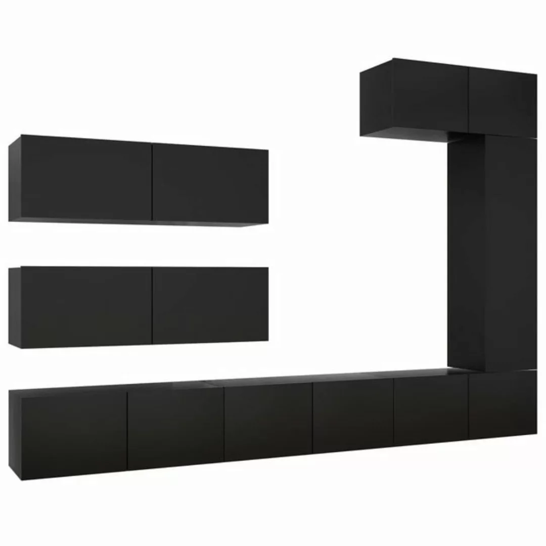 furnicato TV-Schrank 7-tlg. TV-Schrank-Set Schwarz Holzwerkstoff (1-St) günstig online kaufen