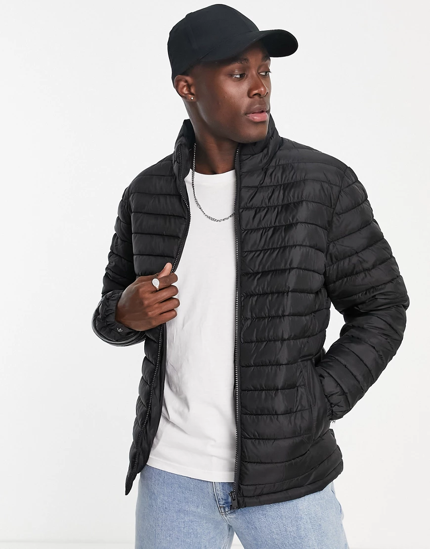 Selected Homme – Steppjacke aus recycelten Flaschen in Schwarz günstig online kaufen