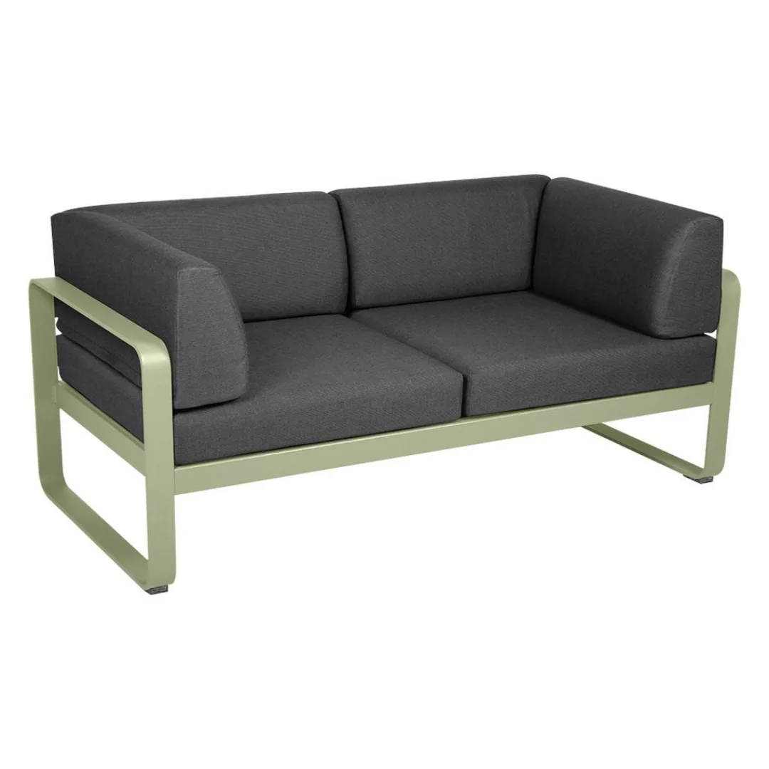 Bellevie 2-Sitzer Club Sofa 65 Lindgrün A3 Graphitgrau günstig online kaufen