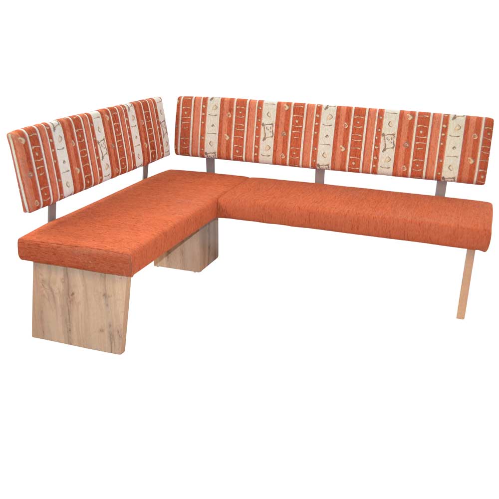 Polsterbank Ecke modern in Orange und Eichefarben 180 cm breit günstig online kaufen