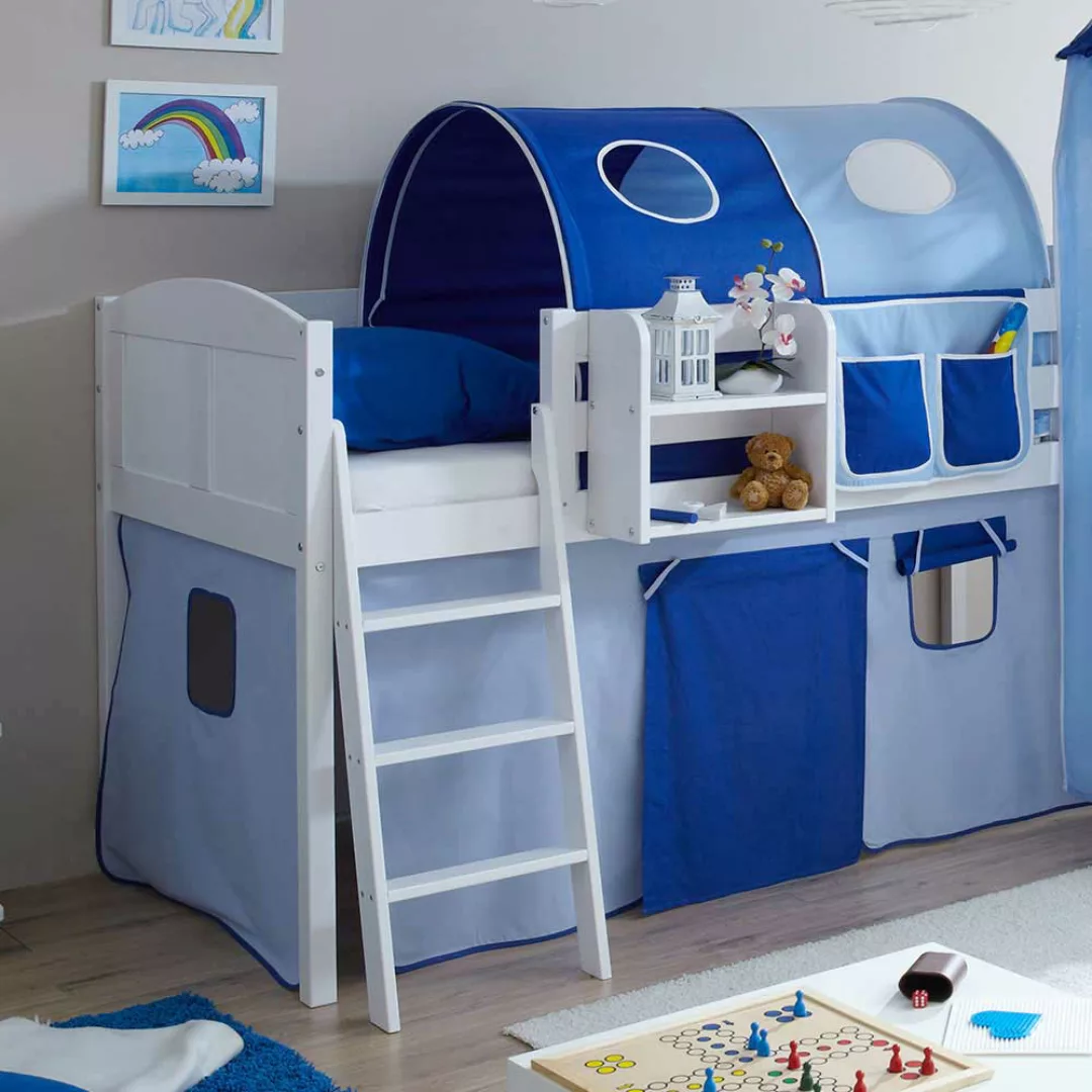 Hochbett in Blau Weiß für Jungen günstig online kaufen