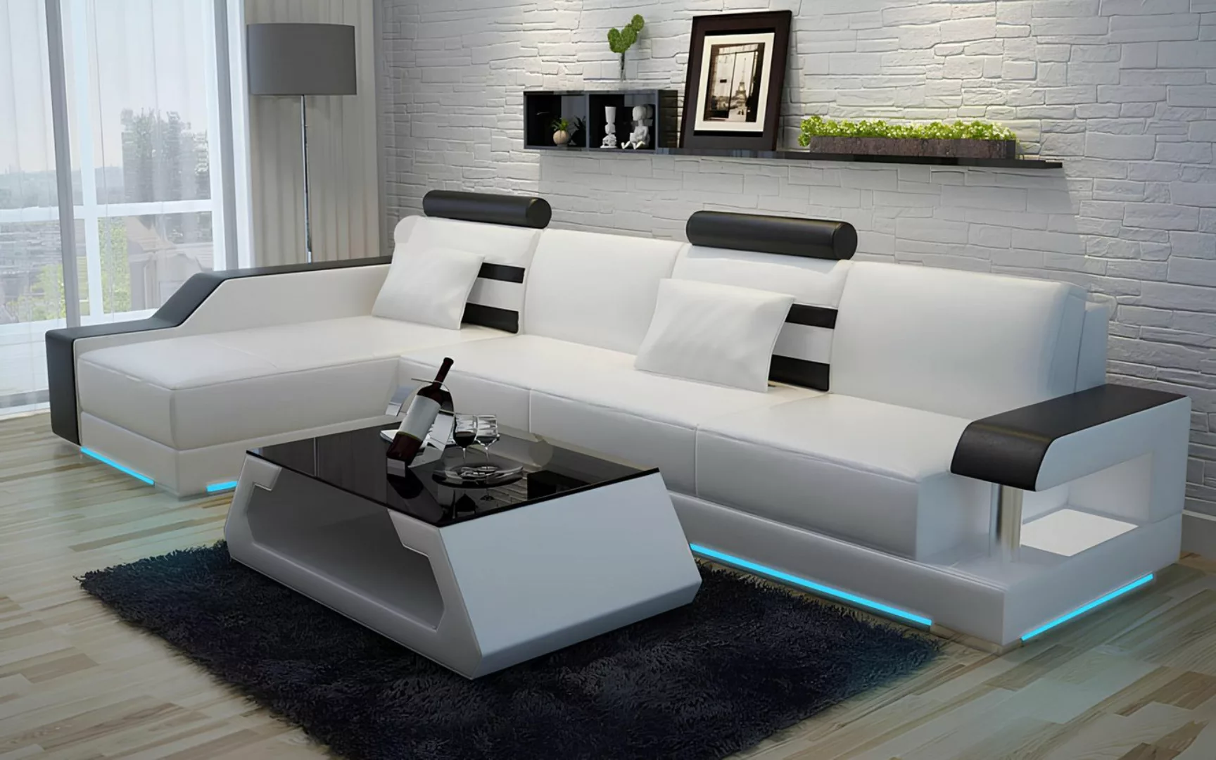 Xlmoebel Ecksofa Individuell angefertigtes Ledersofa mit USB-Anschluss - Mo günstig online kaufen