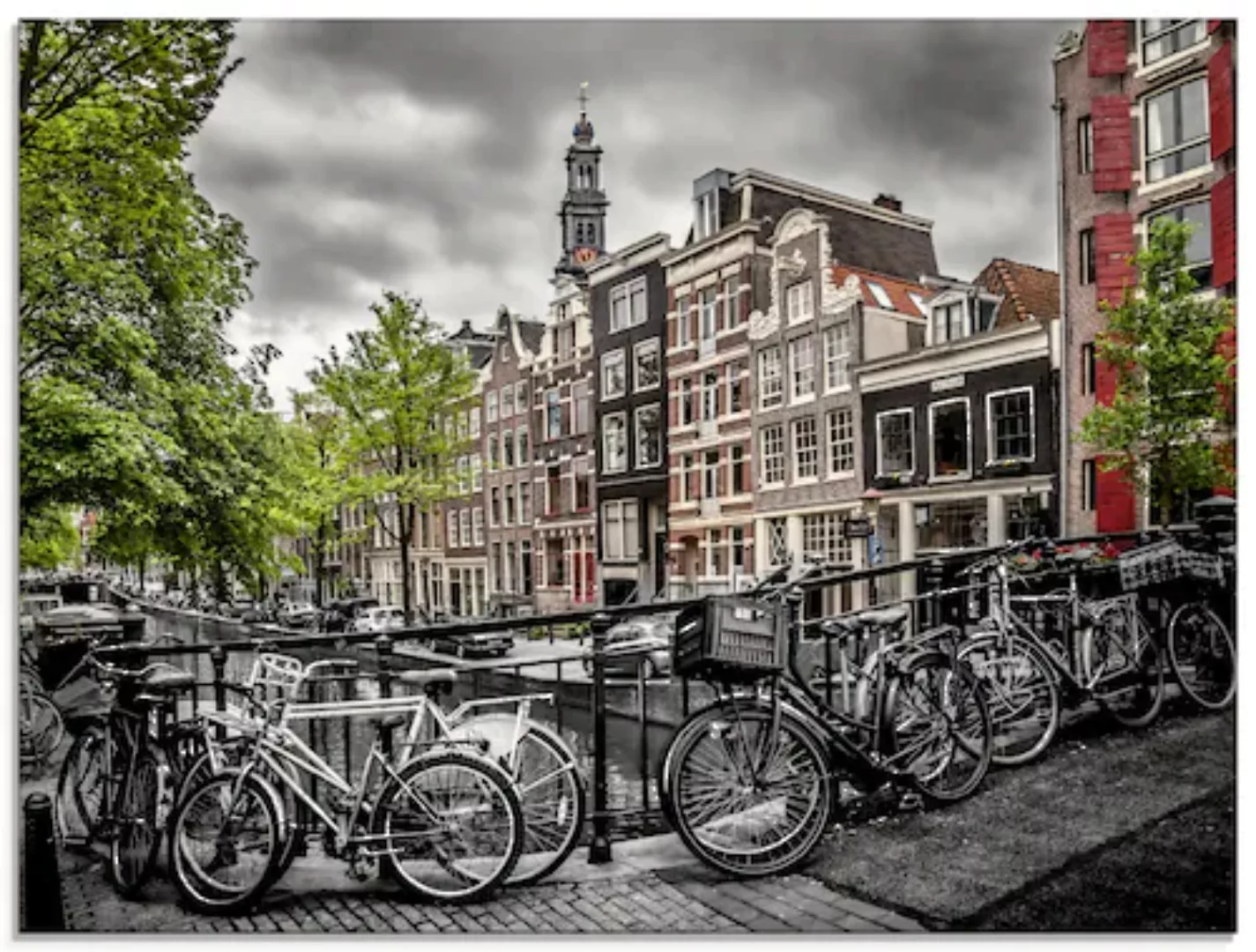 Artland Glasbild "Amsterdam Bloemgracht I", Fahrräder, (1 St.) günstig online kaufen