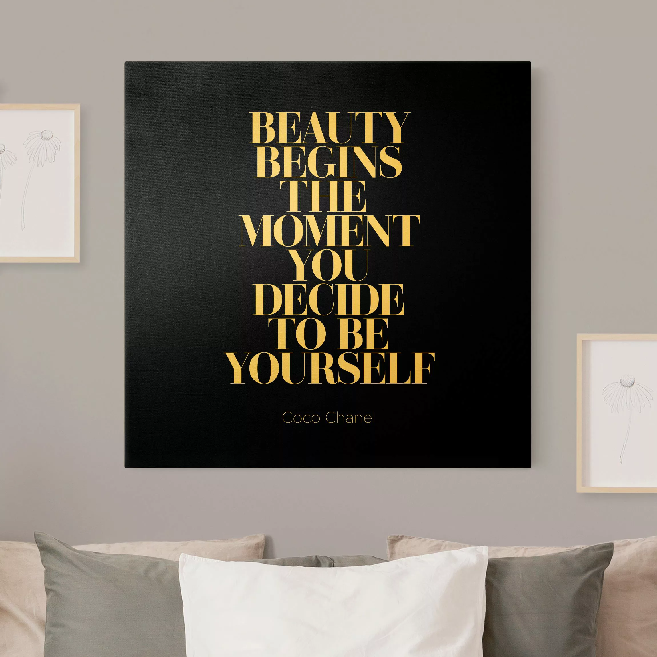 Leinwandbild Gold Be yourself Coco Chanel Schwarz günstig online kaufen
