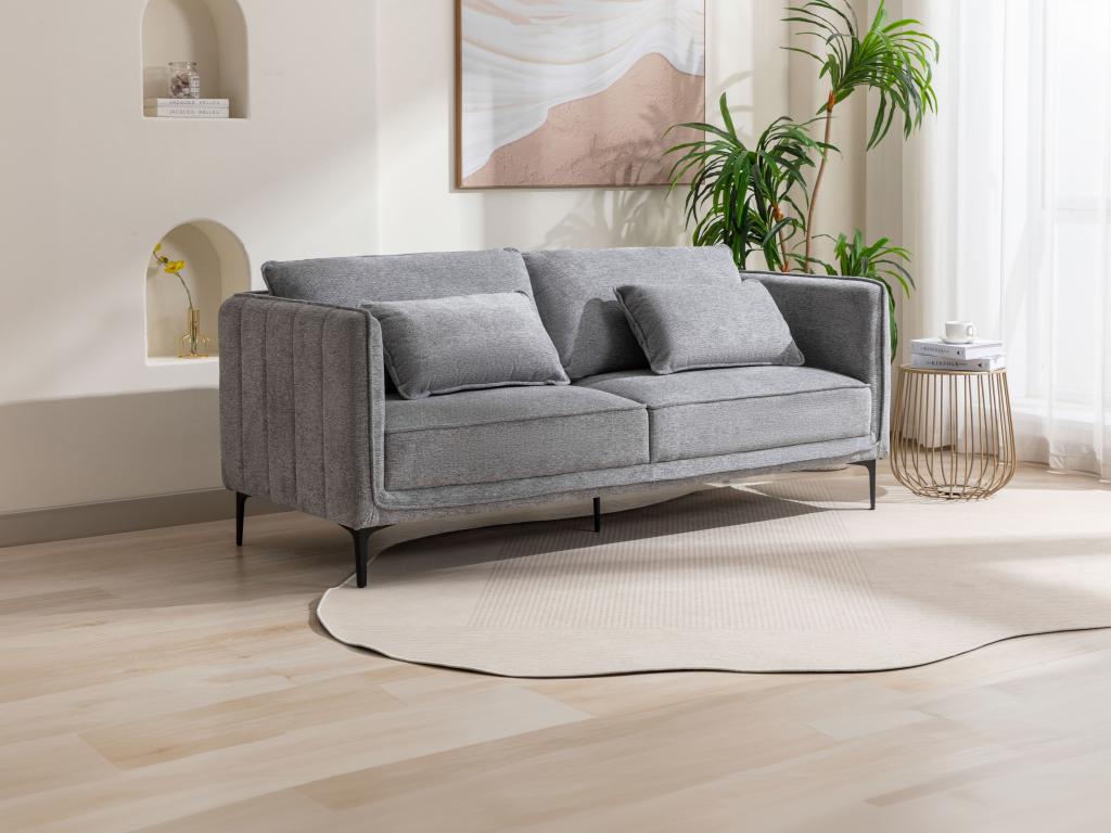 Sofa 3-Sitzer - Stoff - Grau - TORMELDA günstig online kaufen
