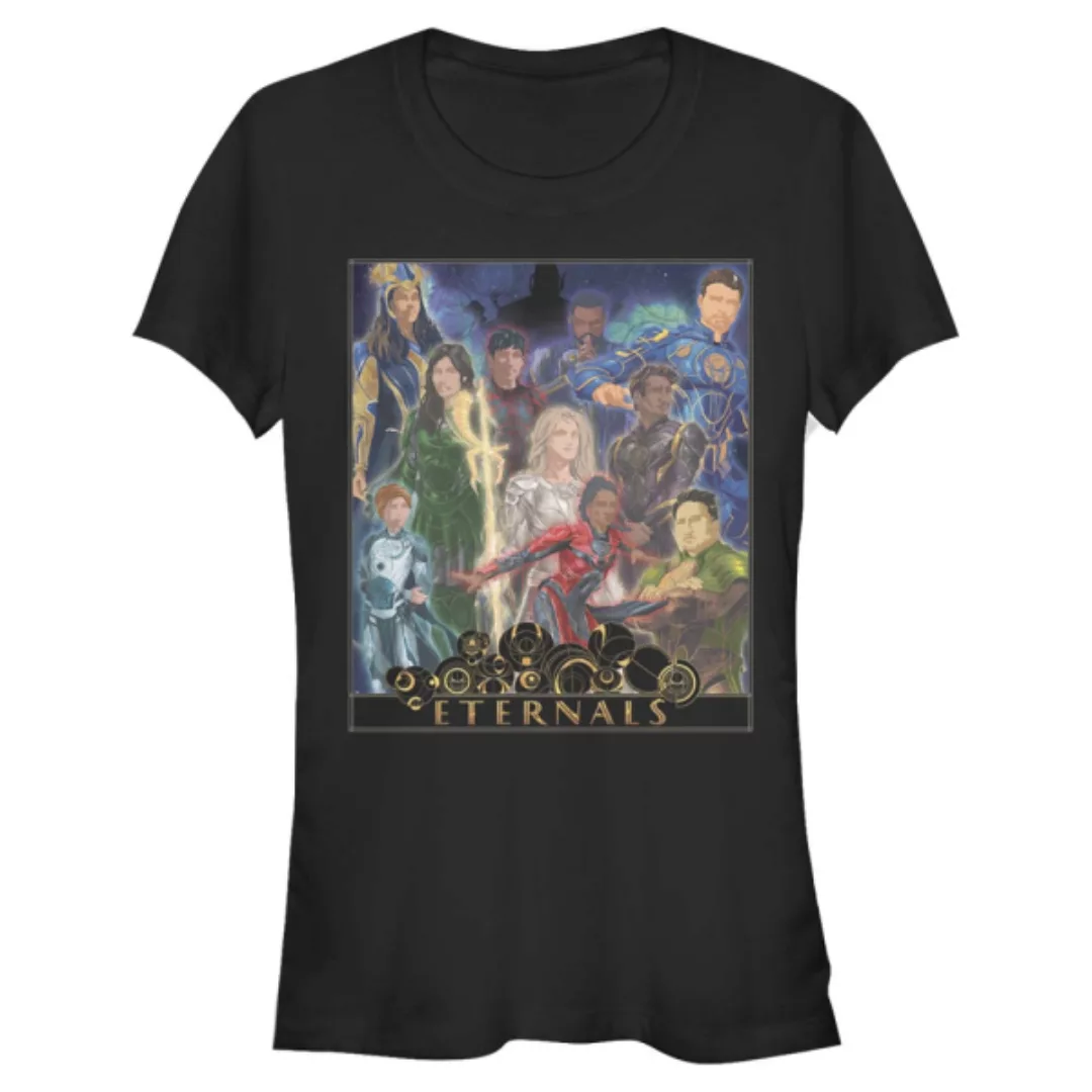 Marvel - Les Éternels - Gruppe Eternals Gold Frame Poster - Frauen T-Shirt günstig online kaufen