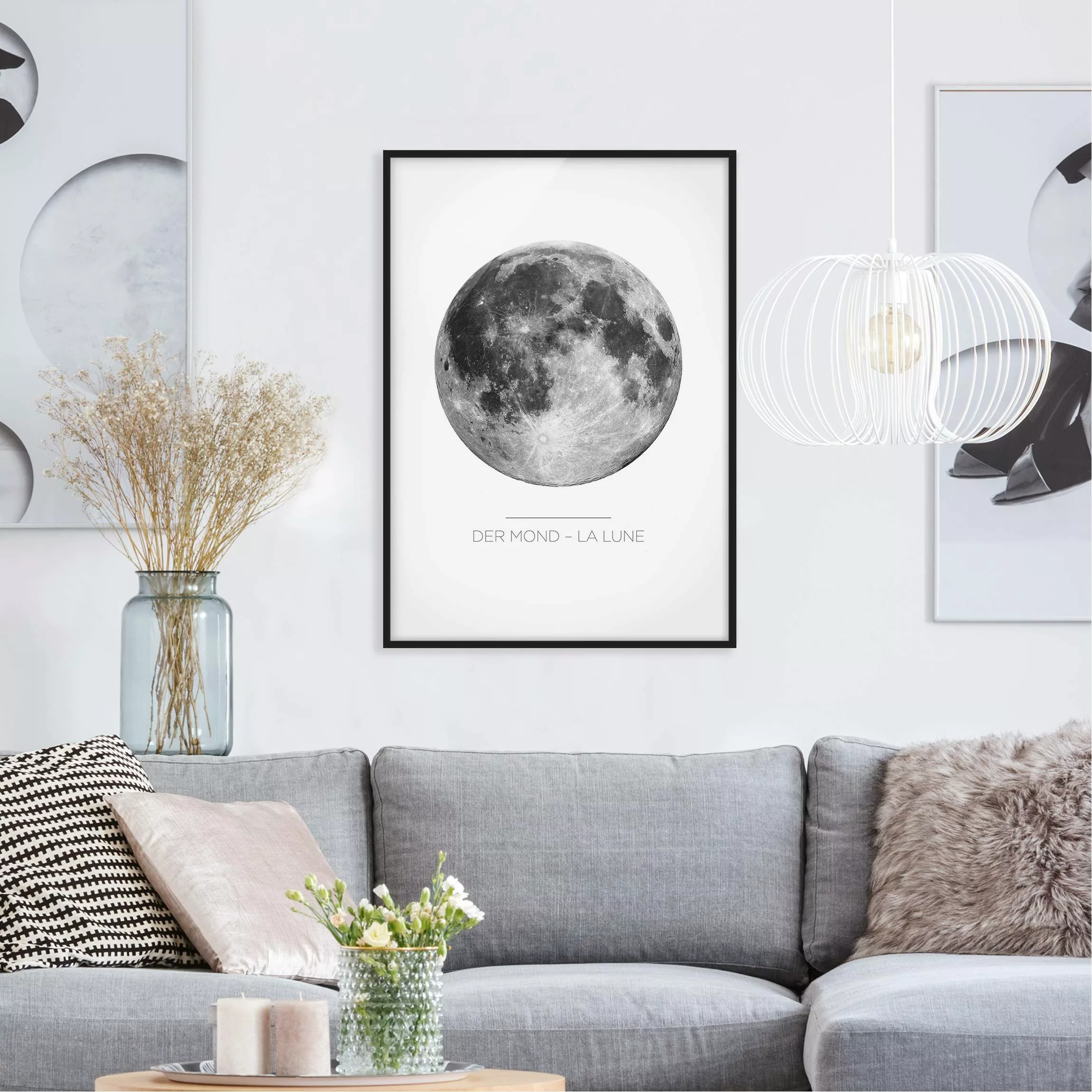 Bild mit Rahmen Spruch - Hochformat Der Mond - La Lune günstig online kaufen