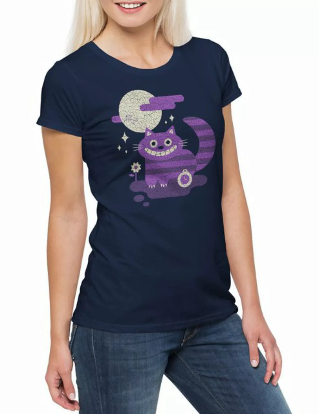 Urban Backwoods Print-Shirt Cheshire Cat Damen T-Shirt Alice Cat im Cats in günstig online kaufen