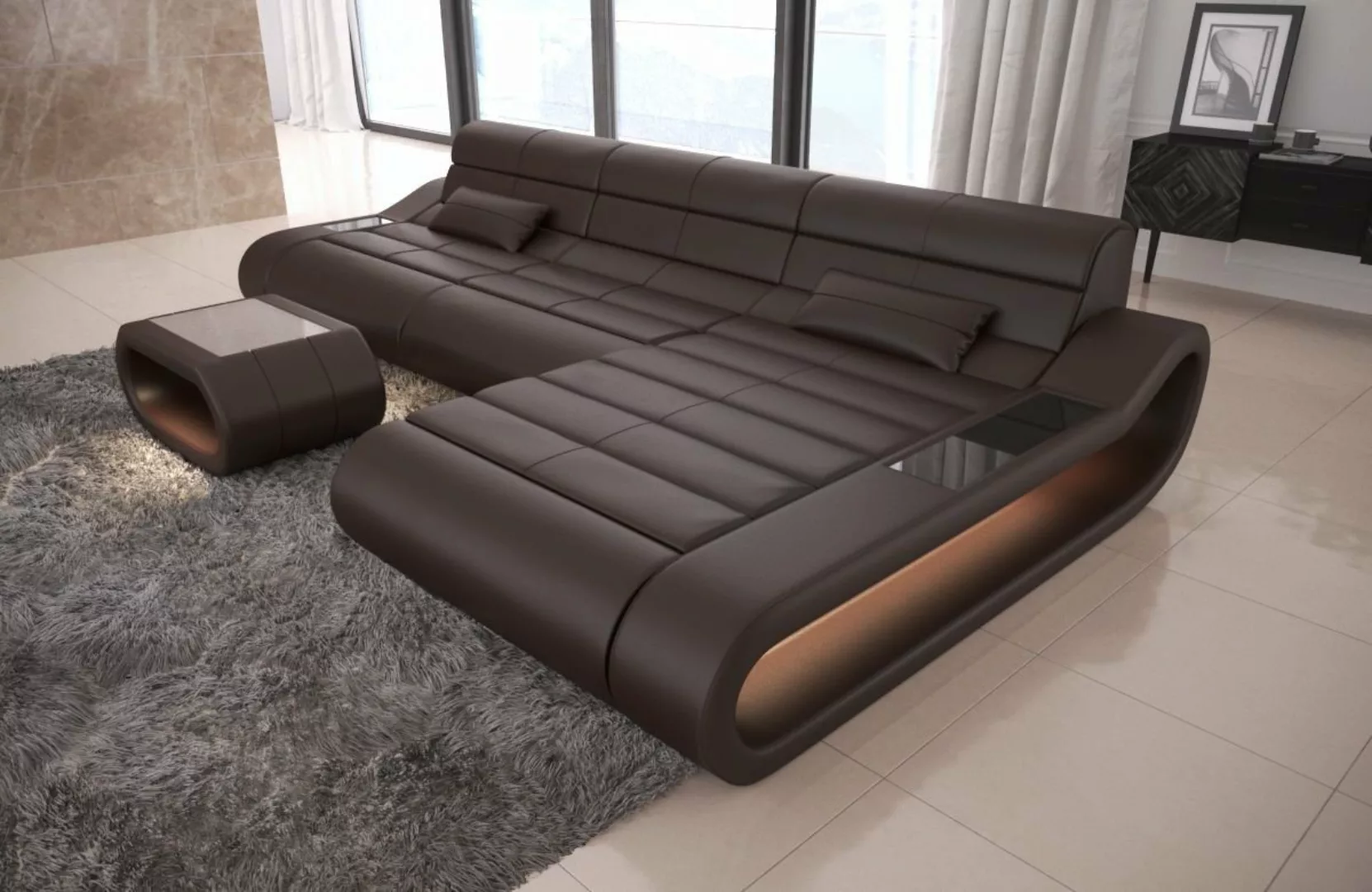 Sofa Dreams Ecksofa Ledercouch Ledersofa Concept L Form lang Sofa Leder, Co günstig online kaufen